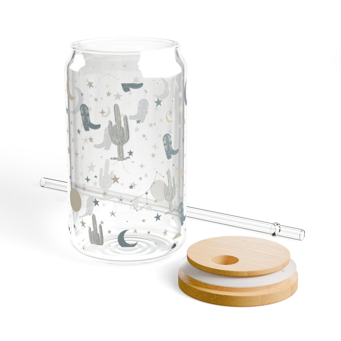 Moonlit Mesa 16oz Glass Sipper | Western Desert Tumbler