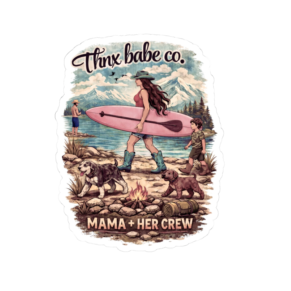 Mama + Her Crew Camping  Sticker — Thnx Babe Co. Outdoor Mom