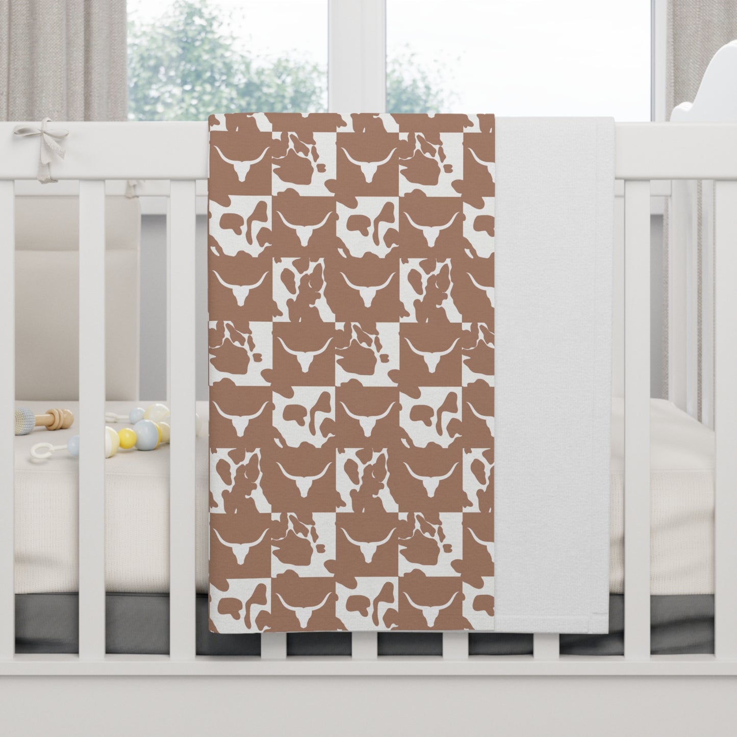 Cowhide Check Baby Blanket | Soft Western Nursery Essential