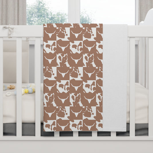 Cowhide Check Baby Blanket | Soft Western Nursery Essential