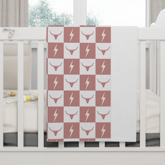 Longhorn Lightning Baby Blanket | Soft Western Nursery Essential