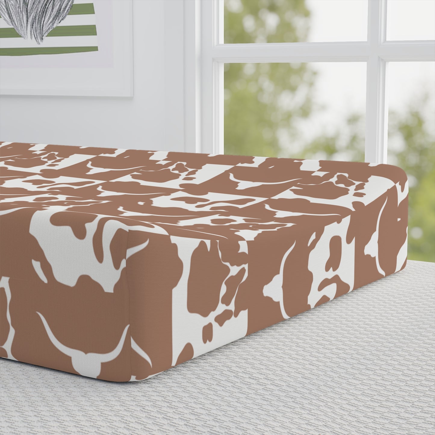 Cowhide Check Baby Changing Pad Cover | Western Nursery Essential