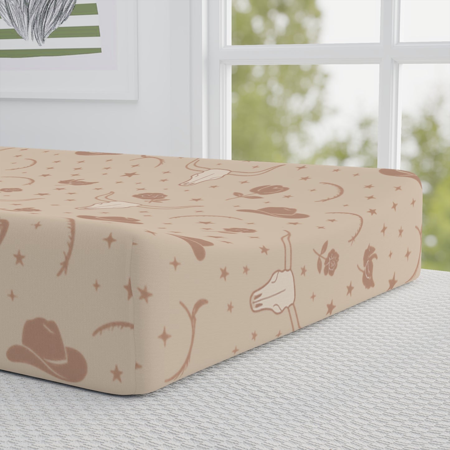 Dusty Rose Cowgirl Baby Changing Pad Cover | Western Nursery Essential