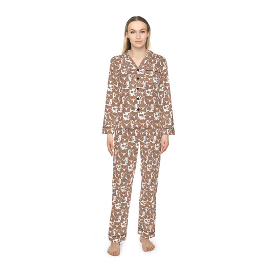 Cowhide Check Satin Pajama Set | Women's Sleepwear