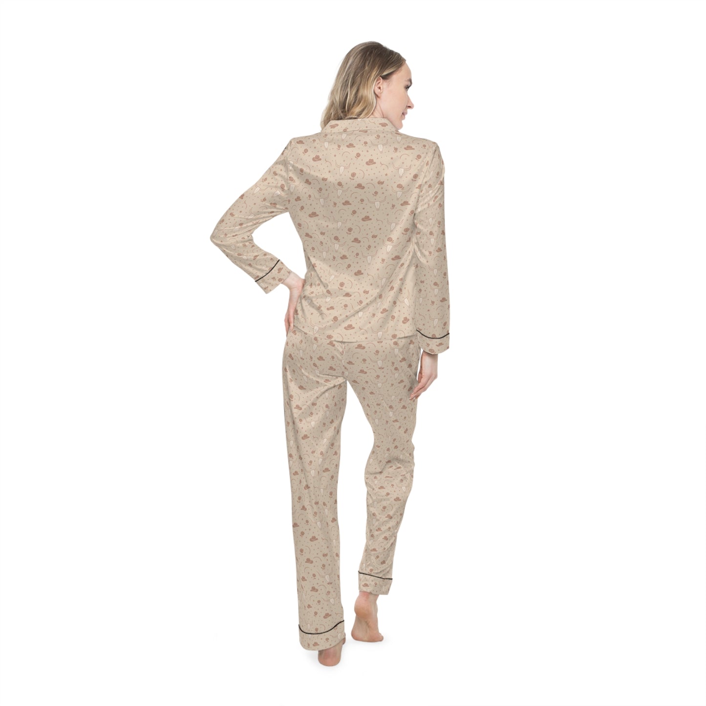 Dusty Rose Cowgirl Satin Pajama Set | Women's Sleepwear